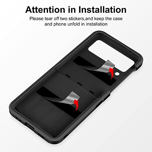 Samonpow For Samsung Galaxy Z Flip 3 Case, Z Flip 3 Case With Upgraded Hinge Protection Dual Layer Hard Pc Soft Tpu Bumper Full Body Shockproof Flip 3 Phone Case For Galaxy Z Flip 3 5G Case - Black #TOP6