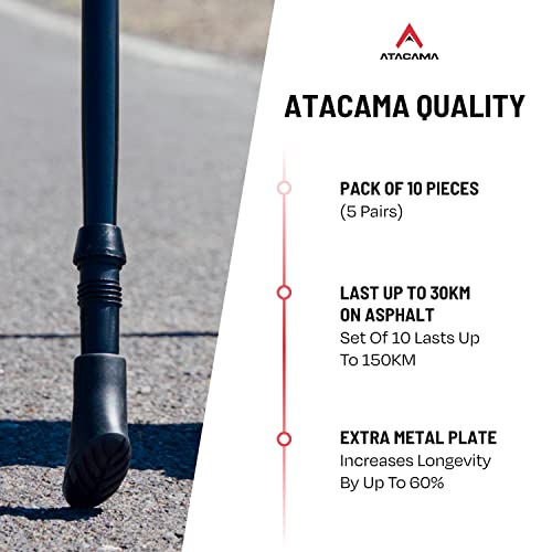 Atacama Nordic Walking Stöcke Gummipuffer - [10 Stück] für Asphalt passen auf alle Wanderstöcke weiche dämpfende Gummipuffer für Walkingstöcke Pads für Trekking Stöcke Walking Pad Walkingstöckepuffer