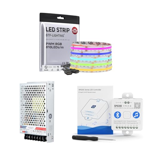 Tira LED RGB FCOB 16.4FT 810LEDs/m con fuente 150W miniatura 1