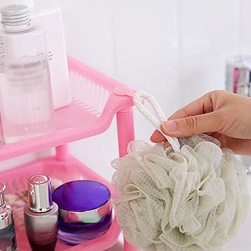 Organizador de ducha esquinero de 3 niveles, estante de plástico multifuncional para encimera de baño y cocina, estante de escritorio hueco y soporte de almacenamiento de cosméticos (blanco)
