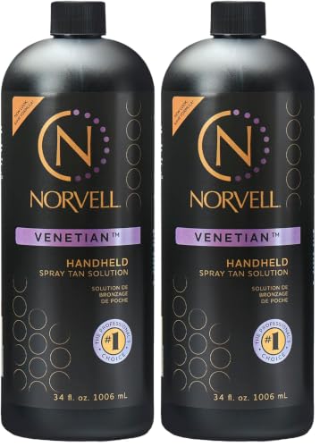 Image of Norvell Premium Spray Tan Solution Venetian 1 Liter - Professional Sunless Tanning Formula for Natural Bronze Glow, Streak-Free, Fast-Drying, Long-Lasting Color (Pack of 2)