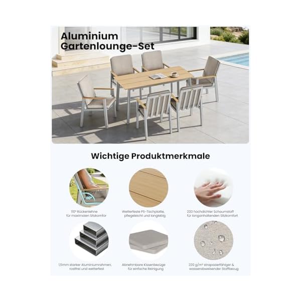 LANOX Gartenmöbel-Set Aluminium Beige