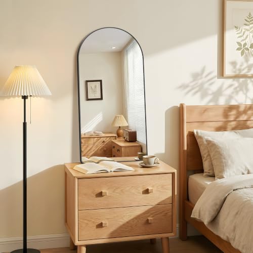 Image of FORBATH Large Arched Wall Mirror 40x20 Inch, Black Arch Bathroom Mirror with Aluminum Frame, Arched Mirror for Dresser, Fireplace,Entryway,Home Decor,Hanging or Leaning Against Wall