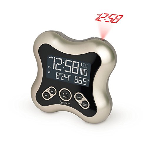 Oregon Scientific RM331P Titanium Projection Atomic Time Alarm Clock with Temperature Calendar