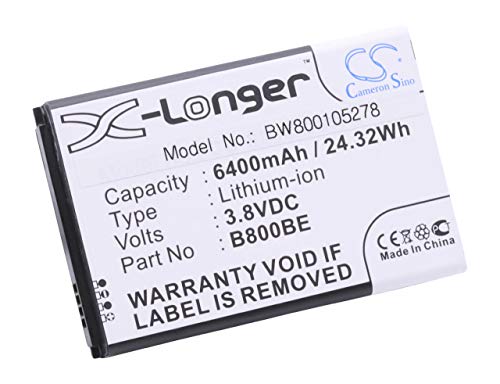 vhbw Batería Compatible con Samsung Galaxy Note 3, SC 01F, Note III móvil, Smartphone (6400 mAh, 3,8 V, Li Ion) + Tapa Trasera (Blanco)