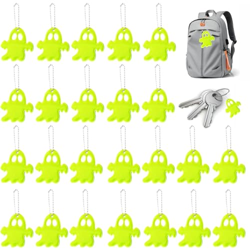 BRITIVIVE Reflektoren Anhänger Kinder 24 Stück Sicherheits Reflektor Anhänger Reflektoren Schulranzen Wasserdicht Reflektierende Geist Anhängers für Halloween Rucksäcke Outdoor
