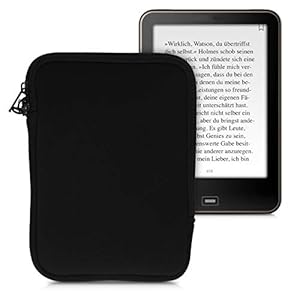 kwmobile Neoprene e-Reader Pouch Size 6″ eReader – Universal eBook Sleeve Case with Zipper, Wrist Strap – Black