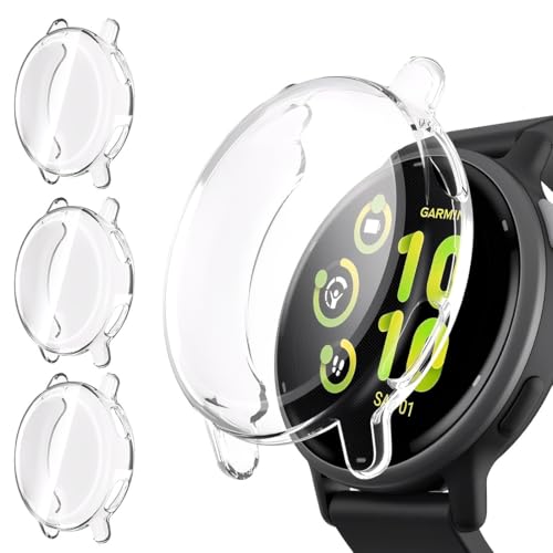 COYUN 3 Piezas Funda con Protector de Pantalla para Garmin Vivoactive 5, Protección Completa Carcasa Protectora Delgado Suave TPU Anti-Arañazos Case, 3 Transparente