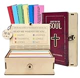 Handmade Wooden Bible Verse Box,150Pcs Bible Verse Cards for Emotion and Feeling,Scripture Prayer Cards for Women & Men,Gift for Inspirational Bible,Graduation,Mom Father's Day,Christian