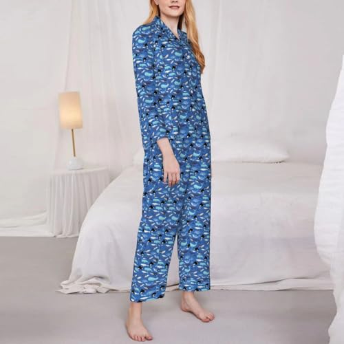 Pyjama baleine femme ensemble manches longues finitions premium - 3