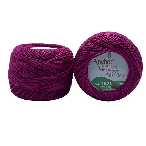 Image of Anchor Knitting Pearl Cotton Fast Colour Thread Yarn - Mercer Pearl Cotton 10gm Yarn (Thickness 1 mm) (Pack of 1 (04380)
