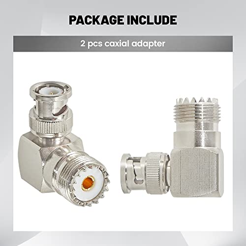 Conector coaxial Anina BNC macho a UHF hembra ángulo recto 2-Pack miniatura 7