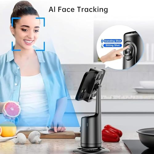 Image of Smart Ai Facial Recognition Phone Tripod, 360 Panoramic Auto Face-Tracking with Gesture Control, Adjustable 2-in-1 Tripod & Selfie Stick for Content Creator (Pink, Smart Gimbal)