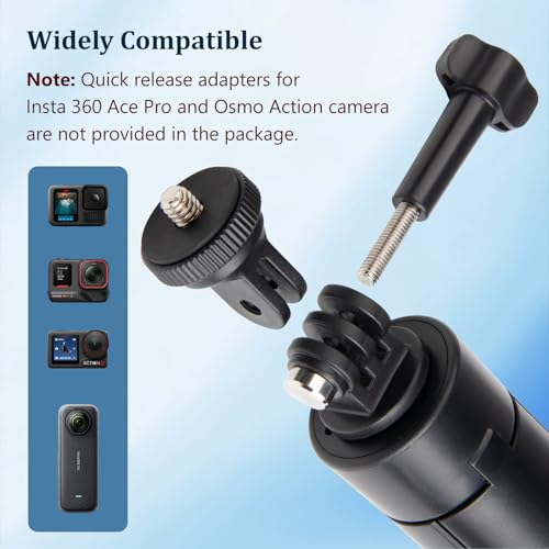 HSU Tripod Stand + Selfie Stick Pole - Waterproof Hand Grip for GoPro Here 13 12 11 Insta360 X5, X4, X3, X2, AKASO DJI Osmo Action Camera Extension Monopod Accessories - Thumbnail 4