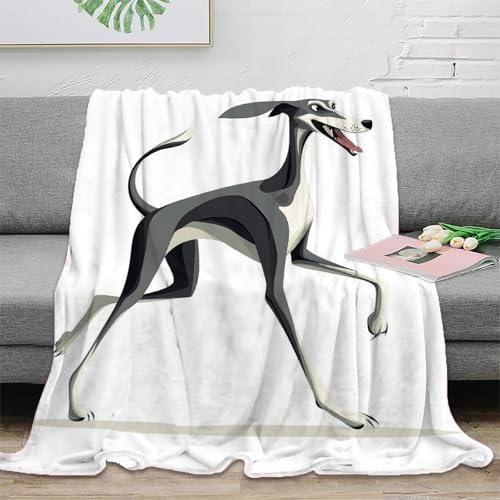 NAOFEKUID Plaid 3D imprimé lévrier Design Polaire Microfibre déco Maison Couverture jeté lévrier canapé Adulte Cadeau 40x50(100x130cm)