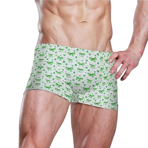 Green Bows Clover Mens Swim Trunk Swimwear Bathing Suit Swim Brief Square Leg Board Short S B04050093