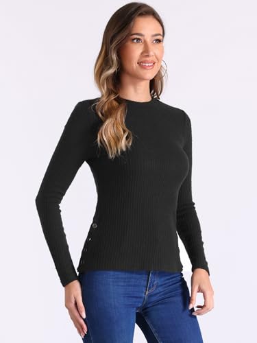 Image of Allegra K Basic Knit Sweater for Women's Stretch Long Sleeve Crew Neck Casual Sweater Tops