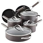 Ayesha Curry Kitchenware Professional Hard Anodized Nonstick Cookware Pots and Pans Set, 10 Piece, Charcoal