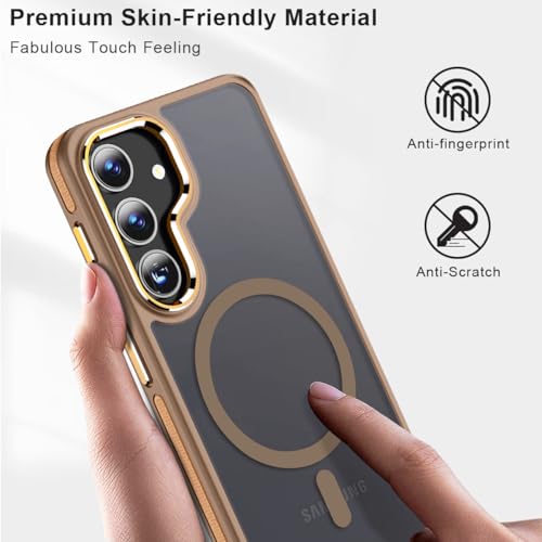 Image of MALEWOLF Case for Samsung Galaxy S25 Case, Compatible with Magsafe, Slim Matte S25 Phone Case [Enhanced Non-Slip Technology] [Drop Protection], Translucent Magnetic Cover for Samsung S25 (Brown)
