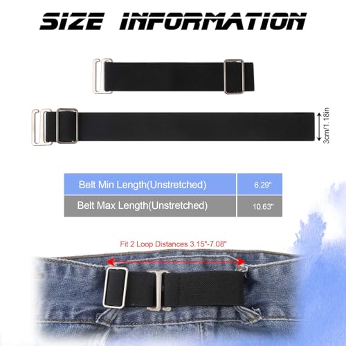 1 Pair/ 2PCS Elastic Belt, Newly Upgraded Side Belts No Buckle Belt Loops for Pants, 1.18 Inch Wide Belt Loops for Men, Women2