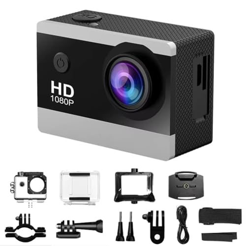 Bosiyrggrl Cámara de Acción con Pantalla de 1080P, Cámara Subacuática, Impermeable, Grabación de Video.
