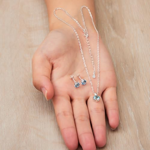 Collar de plata y pendientes azul claro Philip Jones para looks diarios 3
