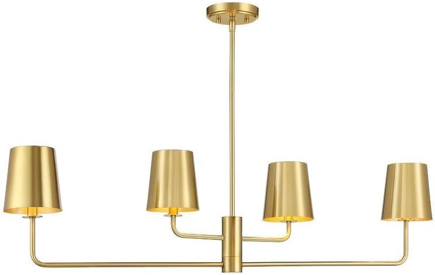 Meridian M100127MBK Metal Linear Chandelier, 4-Light 240 Total Watts, 10" H x 17" W, Matte Black