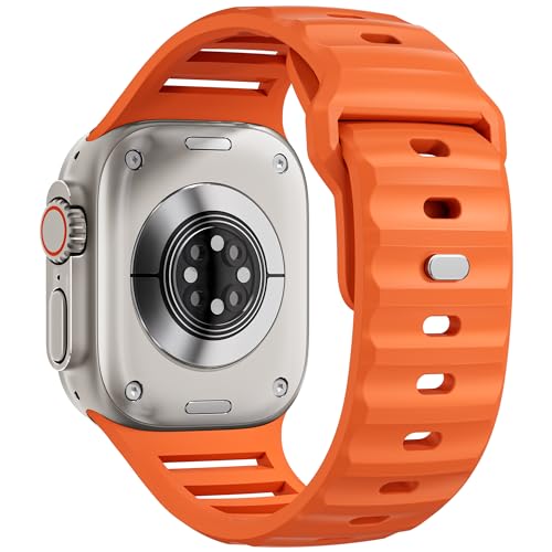 Sport Bands for Apple Watch Ultra 2 Band 49mm 45mm 44mm 42mm Men Women,Wide Rugged Silicone Waterproof Strap Replecement Wristband for iWatch Ultra Band Series 9 8 7 6 SE 5 4 3 2 1,Ultra2/Ultra