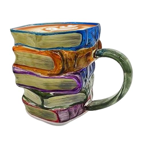 Taza de café genérica de | Taza de café 3D con libros impresos, uso diario mujeres casa oficina viaje; idea de regalo amantes de la literatura