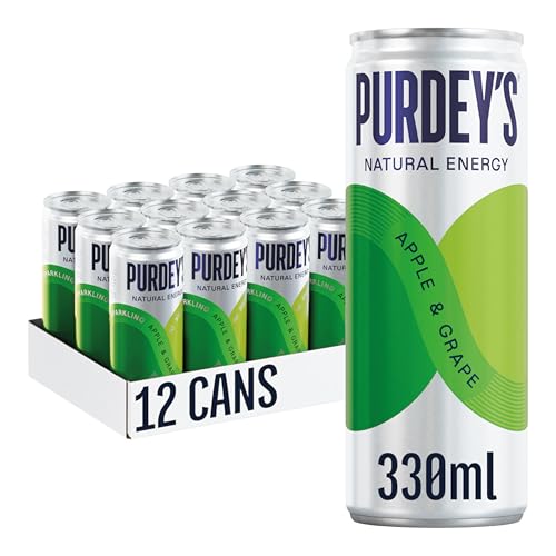 Purdeys Natural Energy Apple & Grape 330ml Can (Pack of 12)