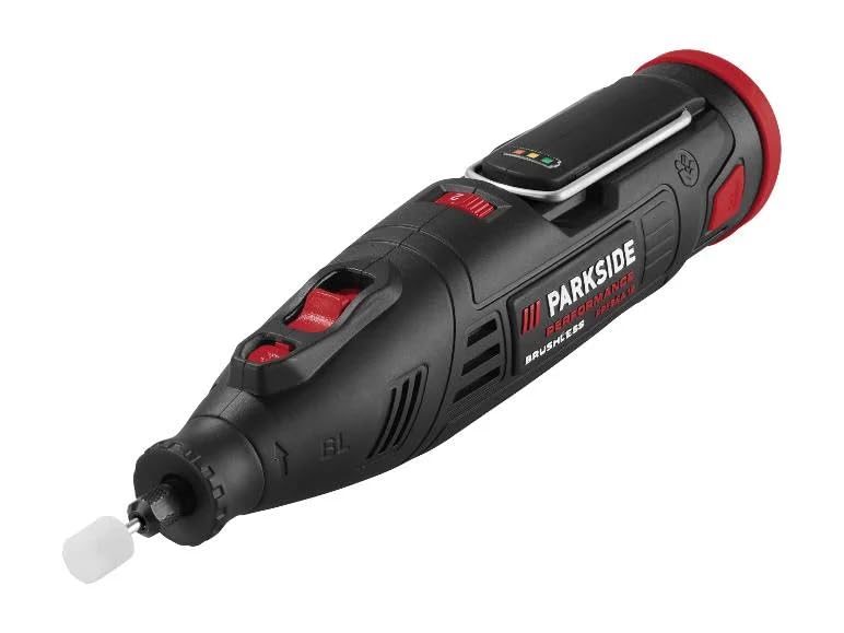 Senza fili e pronto all'uso Set completo da 12 V con batteria e caricatore per levigare o macinare senza vincoli di cavi.