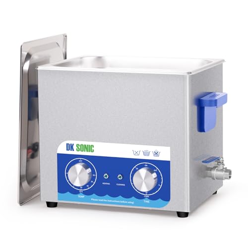 DK SONIC Ultraschallreiniger, 10L 240W Schallreiniger aus Edelstahl mit Heizung und Mechanischem Timer, Ultraschallreinigungsgerät zum Reinigen von Pistolen, Motoren, Vergasern, Ketten (inkl. Korb)