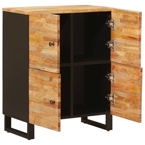 Buffet de rangement salon marron : commode rectangulaire industrielle 60cm