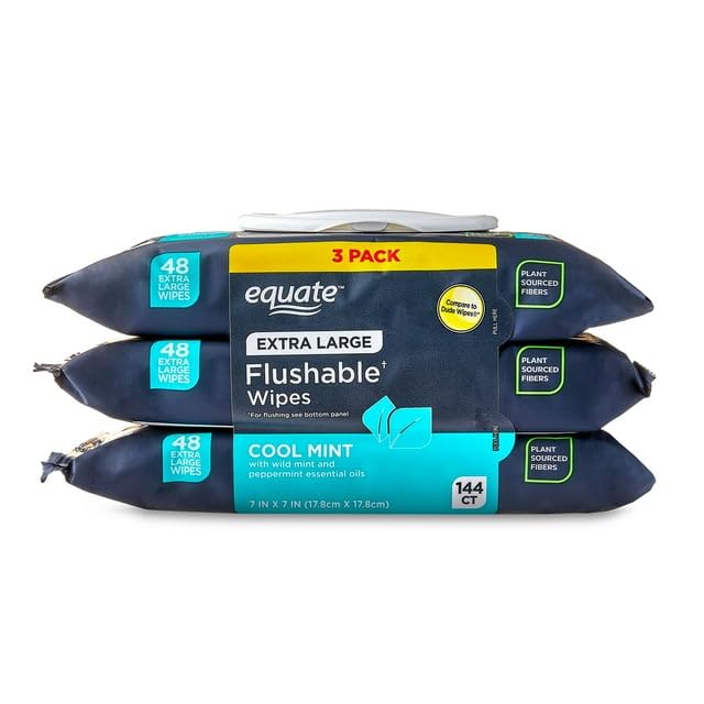 EQ 3X Cool Mint Flushable XL Wipes