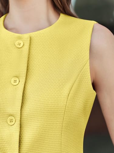 Chaleco de tweed ajustado de sastrería fina con botones para mujer 6