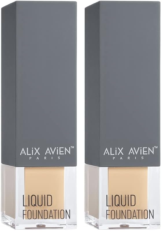 ALIX AVIEN Güneş Koruyucu SPF35+ Nemlendirici Etkili Kremsi Likit Fondöten - Liquid Foundation 311 Deep Beige (2 paketi)