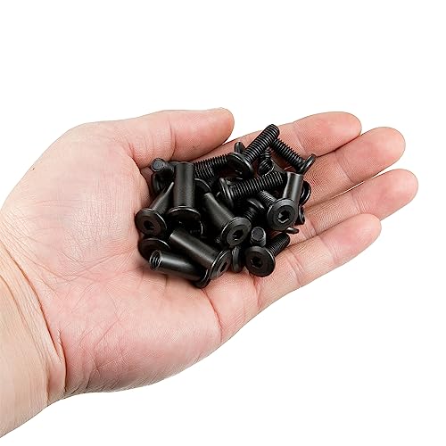 Xrfoiniu 50 Sets Nuts and Bolts - M6x20mm Black Hex Bolt Kit Metal Screws for Binding Post, Furniture Screws and Bolts, Fasteners Hardware Furniture Connector Bolts - Thumbnail 4