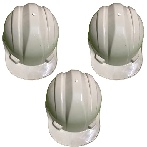 Image of LADWA White Heavy Duty Superior Safety Helmet, ISI Marked Protective Hard Hat for Construction, Industrial and Outdoor Workplace Safety Use (Pack of 3)
