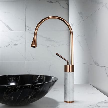 Robinet de lavabo eau chaude froide mitigeur haut or rose pour remplacer une robinetterie