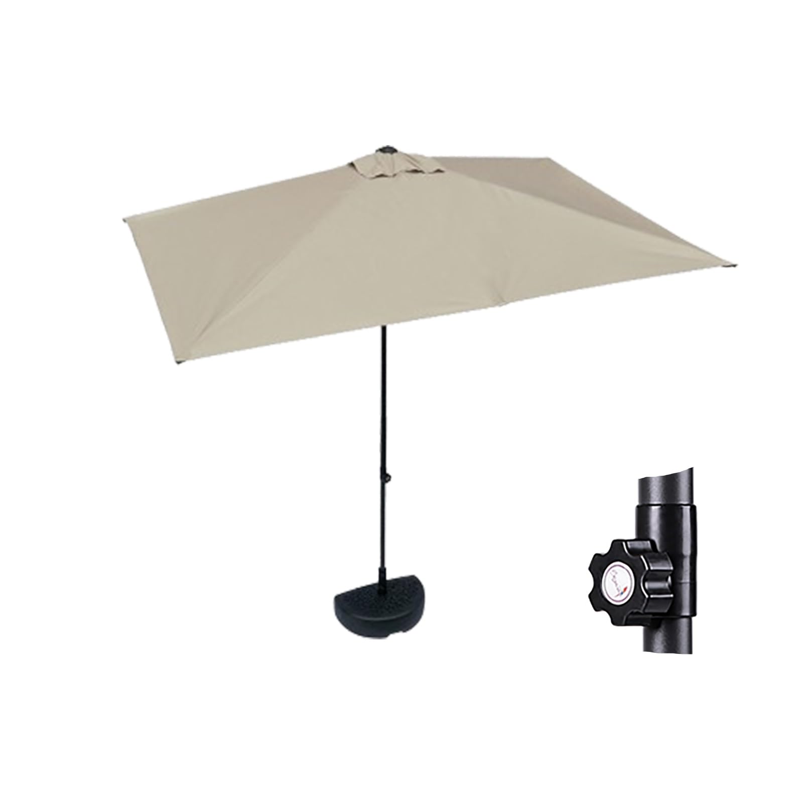 REBOTZ Parasol Garden Parasol Windproof Semicircular Parasol Large Diameter 200cm/250cm Suitable for a variety of places such as outdoor gardens(without base)(Khaki,200x100cm)