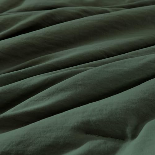 Image of Super King Plus Size Comforter Set- 7 Pieces Bed in a Bag King Bedding Sets | Prewashed All Season Comforter with Sheets, Pillow Shams & Pillowcases, Deep Green
