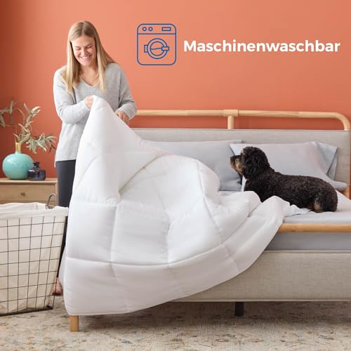 Linenspa 4 Jahreszeiten Bettdecke aus Microfaser – Ganzjahresdecke – Ultraweich – Steppdecke 135x200 cm, Weiß – Ansicht 6