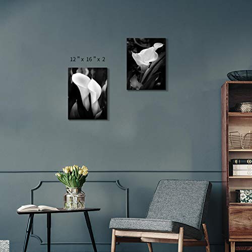 TAR TAR STUDIO Calla Lily Canvas Wall Art: White Flower Artwork Painting Print on Wrapped Canvas Wall Decor Artwork for Walls for Bedroom Decoration (16''x 12'' x 2 PCS, Multiple Sizes)
