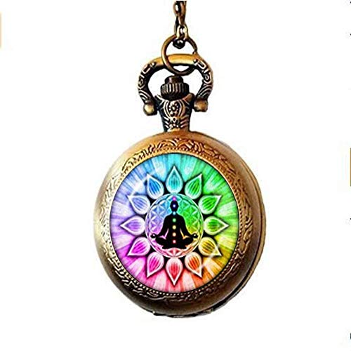 Preisvergleich Produktbild Healing Choker Taschenuhr Halskette Blume des Lebens Taschenuhr Halskette Meditation Buddha Yoga Schmuck