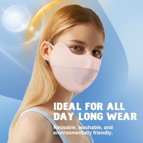 Image of SANNIDHI Face Cover Mask for Women UPT 50+ Protection Summer Driving Face Mask with Adjustable Ear Loops Mesh Breathable Masks - Reuseable & Washable
