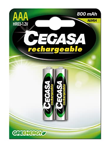 CEGASA Rechargeable - Pack 2 Pilas HR03, Color Verde