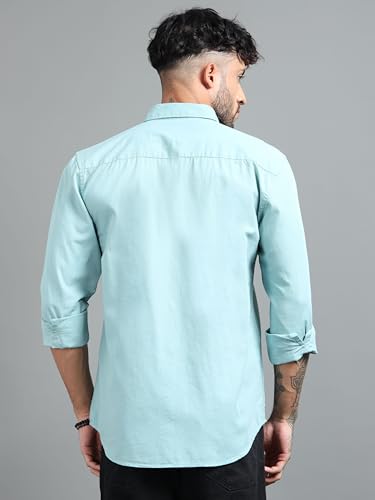 Image of Men Slim Fit Solid Spread Collar Casual Shirt