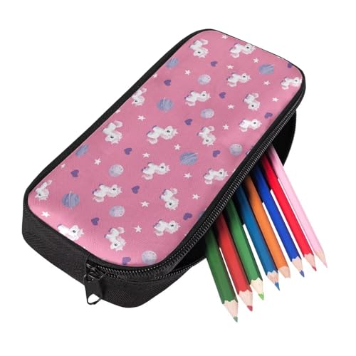 Image of Cute Pink Horse Print Pencil Case School Supplies Small Capacity Holder Box Storage Bag Stuff for Kids Boys Marker Pouch Pen for School Office