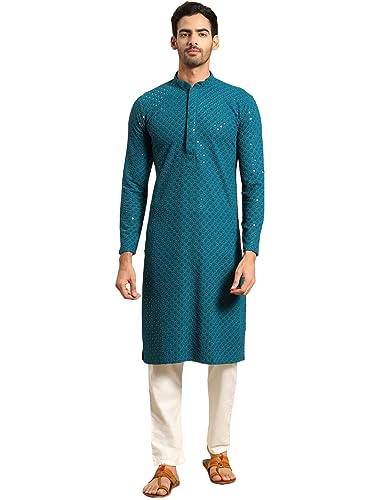 Image of Rajubhai Hargovindas Men Chikankari and Sequin Work Kurta