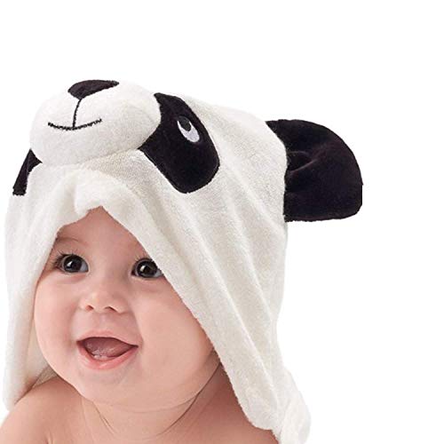 Image of HIPHOP PANDA Hooded Towel - Rayon Made from Bamboo, Bath Towel with Bear Ears for Newborn, Babie, Toddler, Infant - Absorbent Large Baby Towel - Panda, 30 x 30 Inch